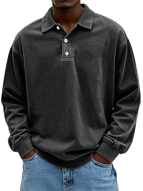 Ethan - Męska bluza polo casual z kołnierzykiem