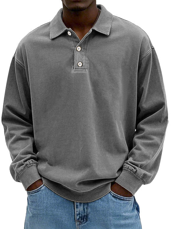 Ethan - Męska bluza polo casual z kołnierzykiem