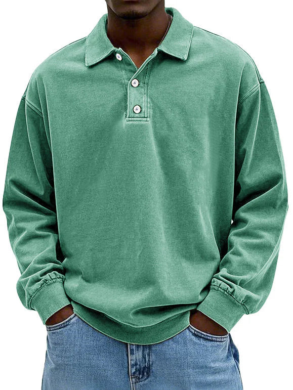 Ethan - Męska bluza polo casual z kołnierzykiem