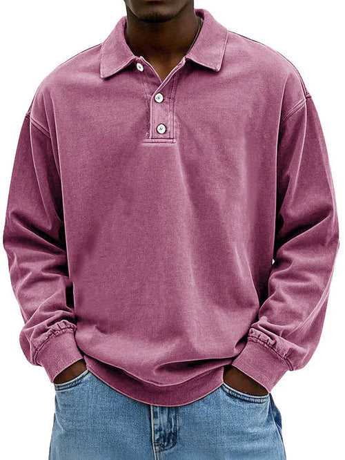Ethan - Męska bluza polo casual z kołnierzykiem