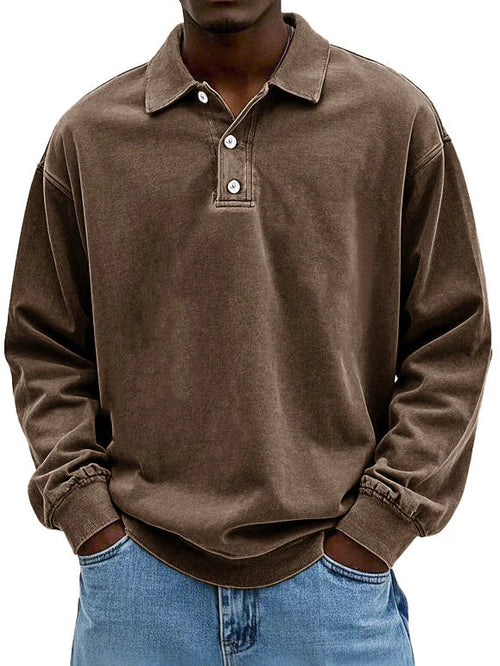 Ethan - Męska bluza polo casual z kołnierzykiem