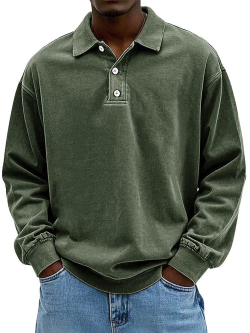 Ethan - Męska bluza polo casual z kołnierzykiem