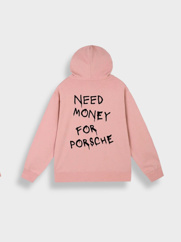 Rebel – Oversize hoodie z nadrukiem "Need Money for Porsche”
