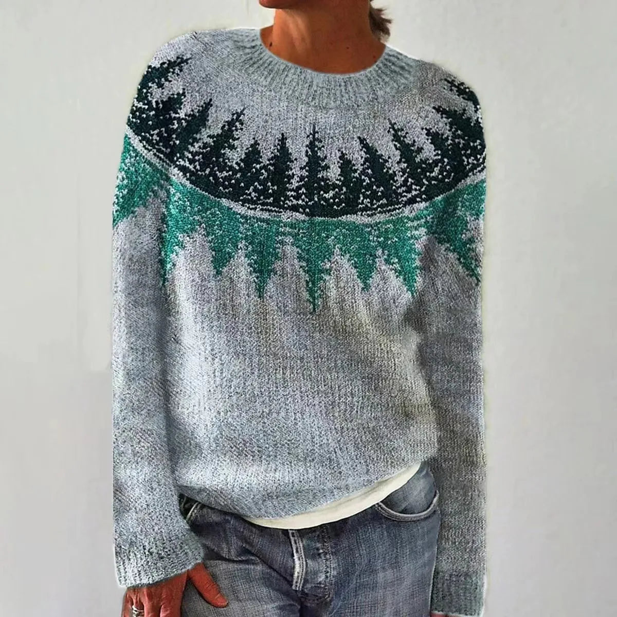 Aneta – Sweter damski z gradientowym wzorem inspirowanym naturą