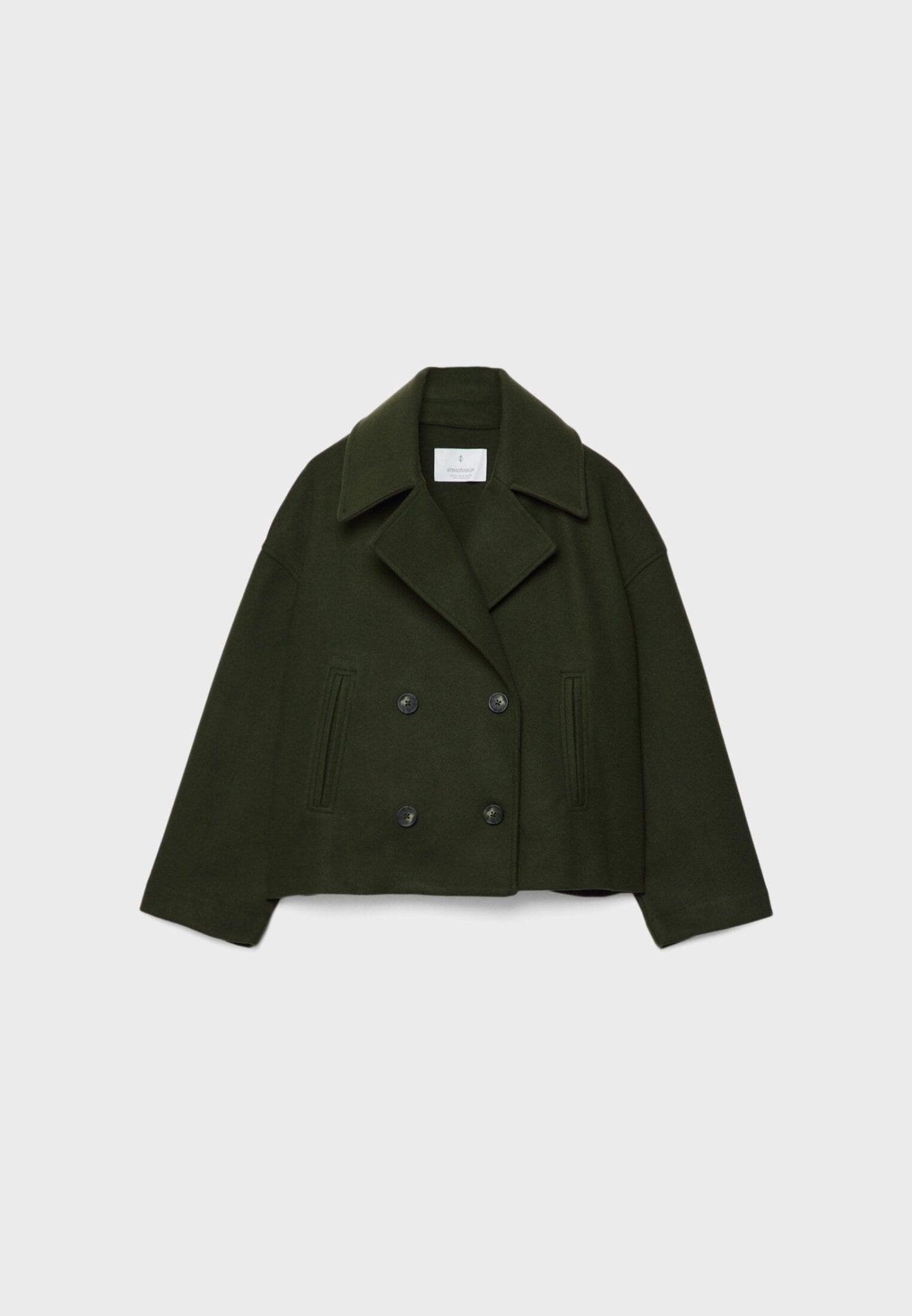 Zofia – Krótki Wełniany Płaszcz Damski Oversize