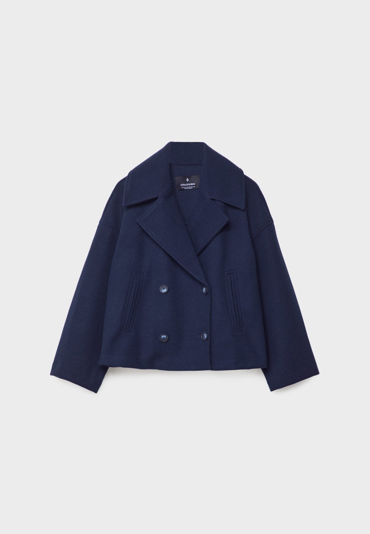 Zofia – Krótki Wełniany Płaszcz Damski Oversize