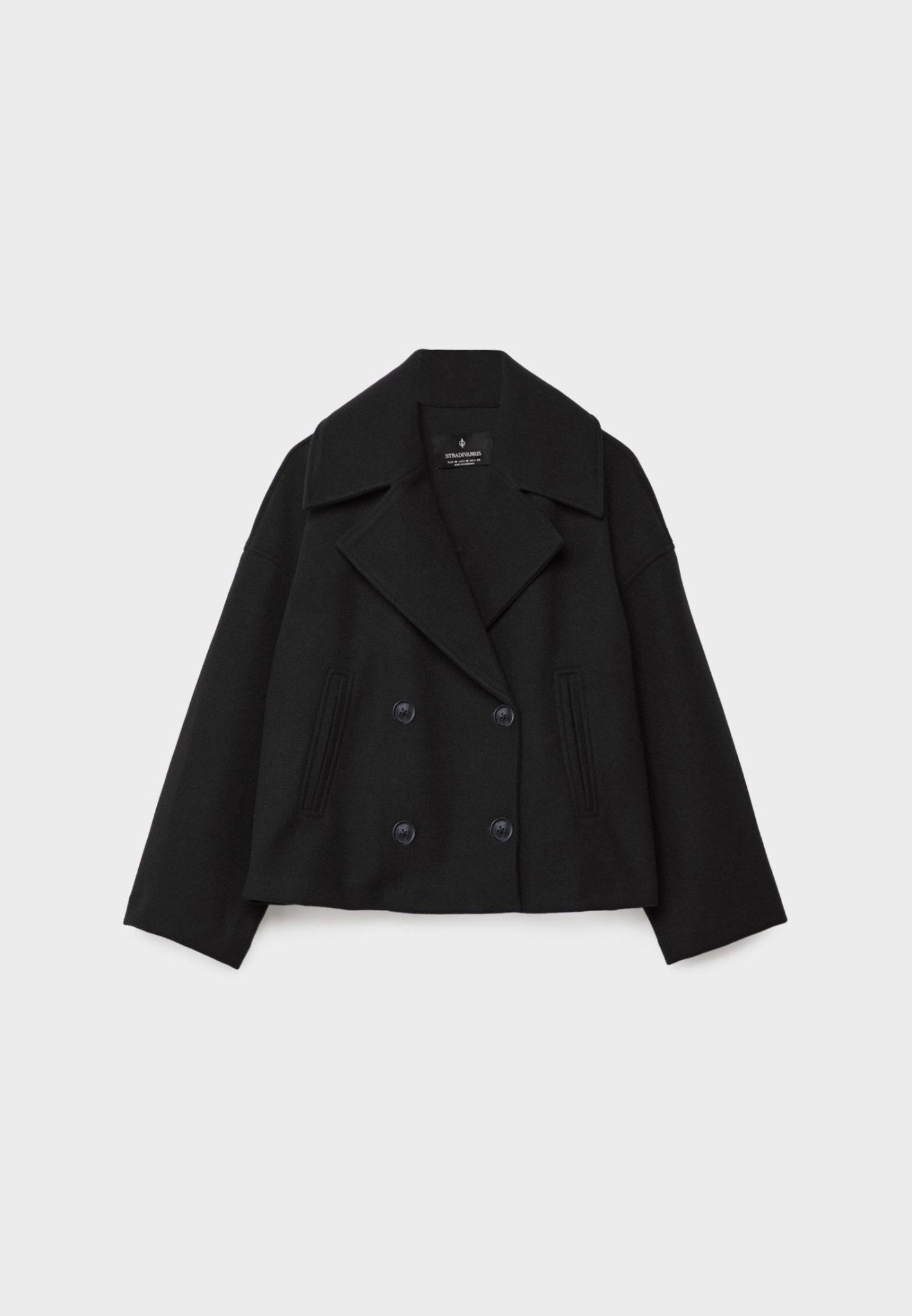 Zofia – Krótki Wełniany Płaszcz Damski Oversize
