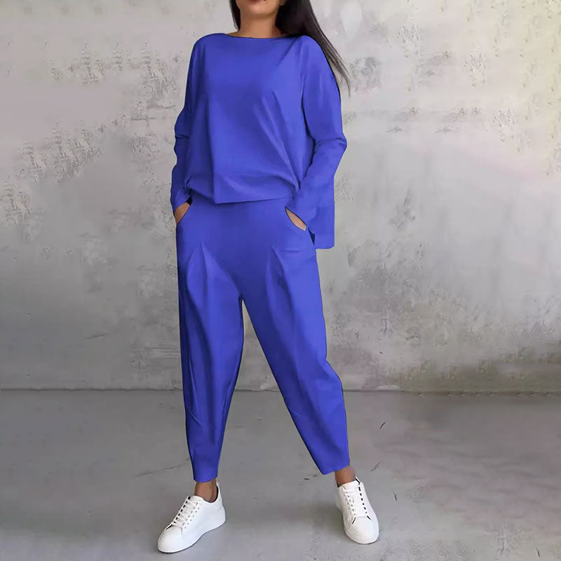 Elena – Damski zestaw casual z luźną bluzą i spodniami z kieszeniami