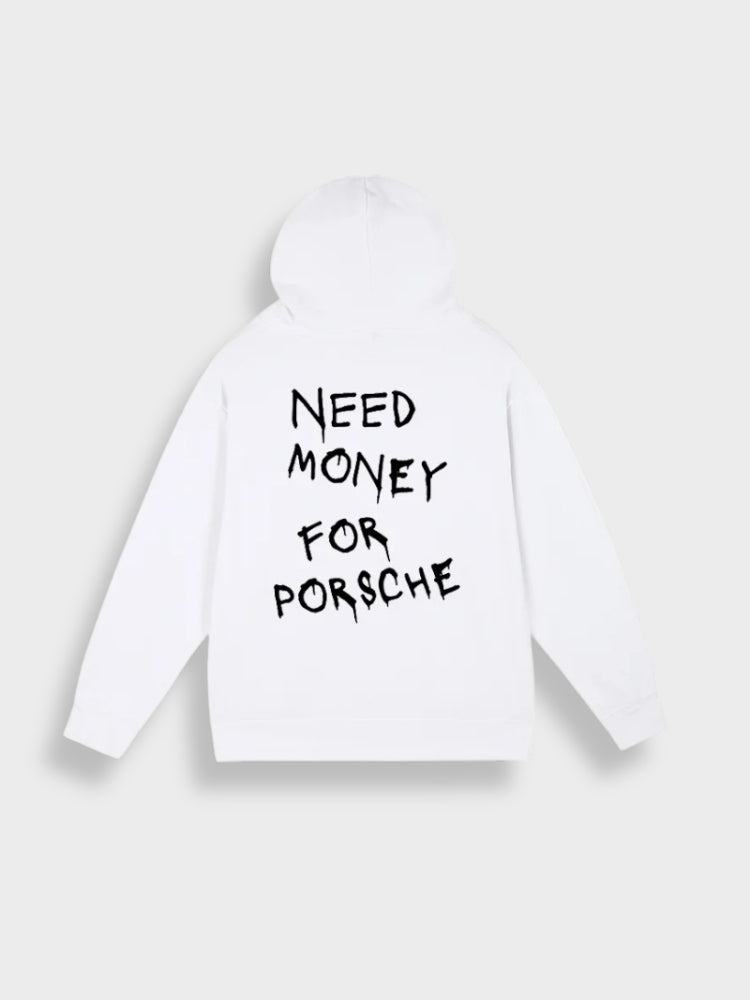 Rebel – Oversize hoodie z nadrukiem "Need Money for Porsche”