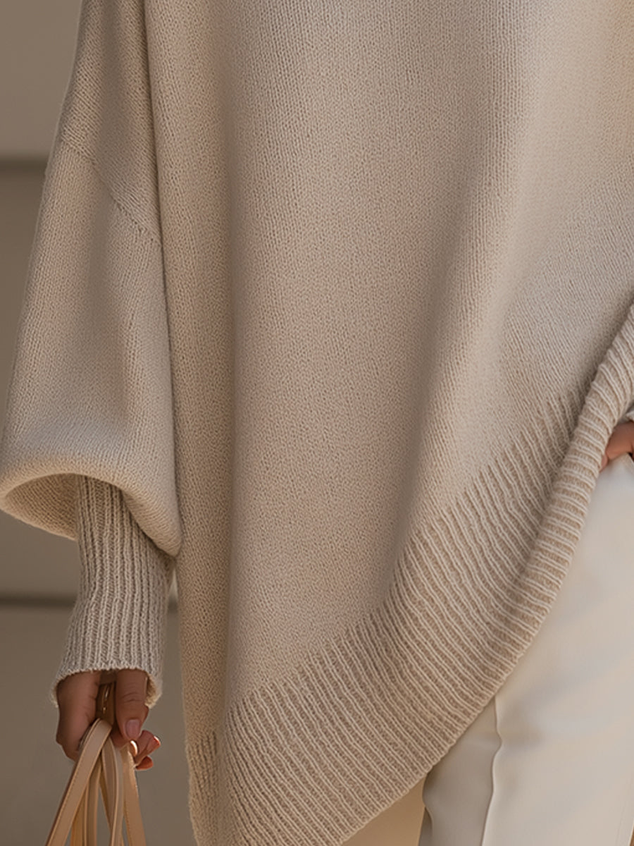 Isabella – Elegancki oversize’owy sweter asymetryczny damski