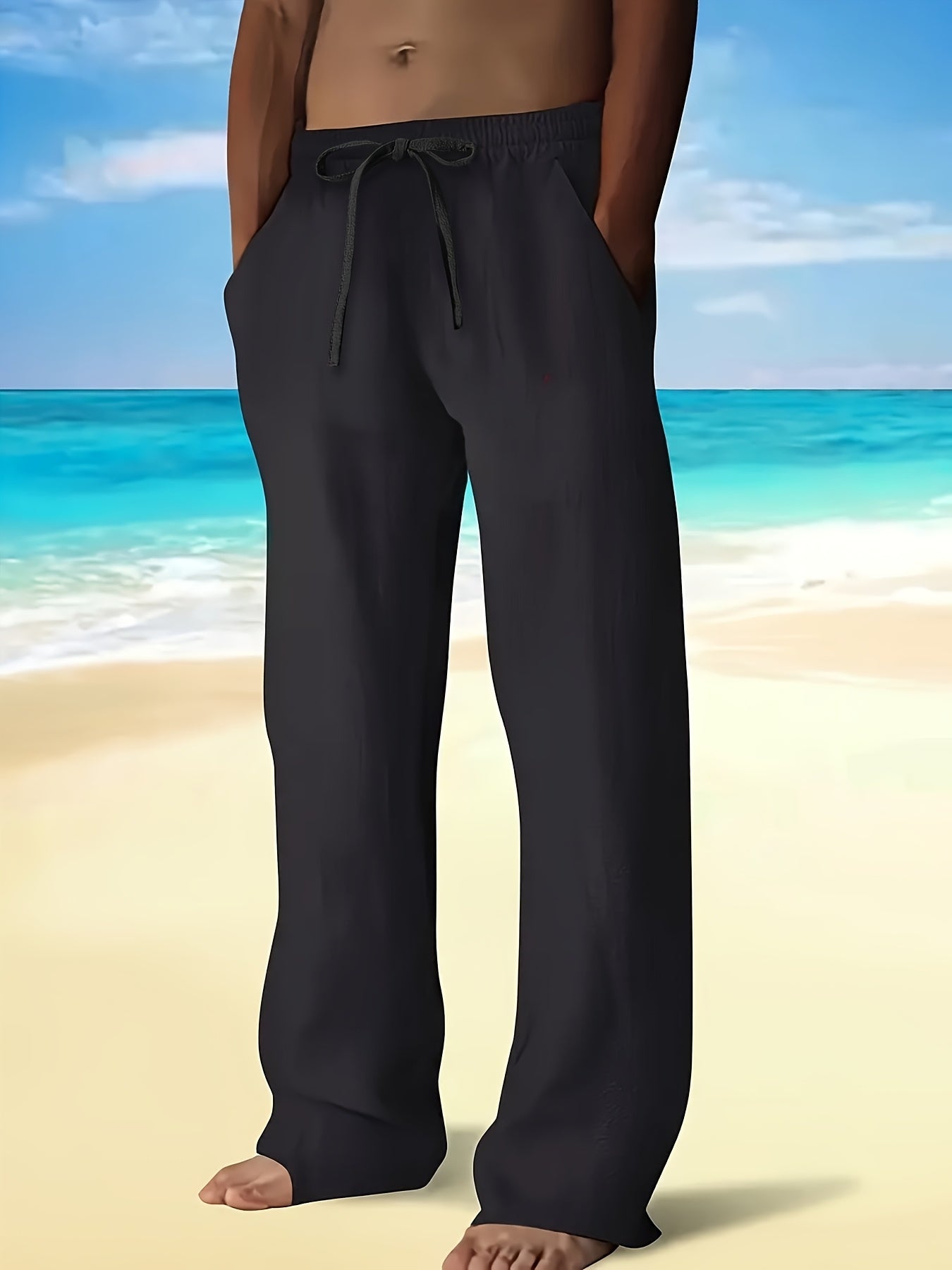 Finn – Męskie luźne spodnie plażowe z wiązaniem w talii