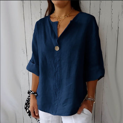 Elena - Blusa de lino con botón