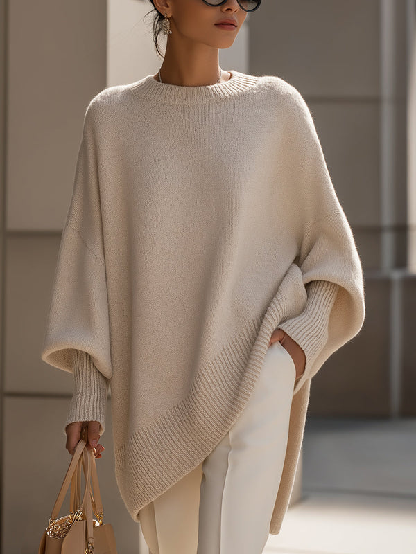 Isabella – Elegancki oversize’owy sweter asymetryczny damski