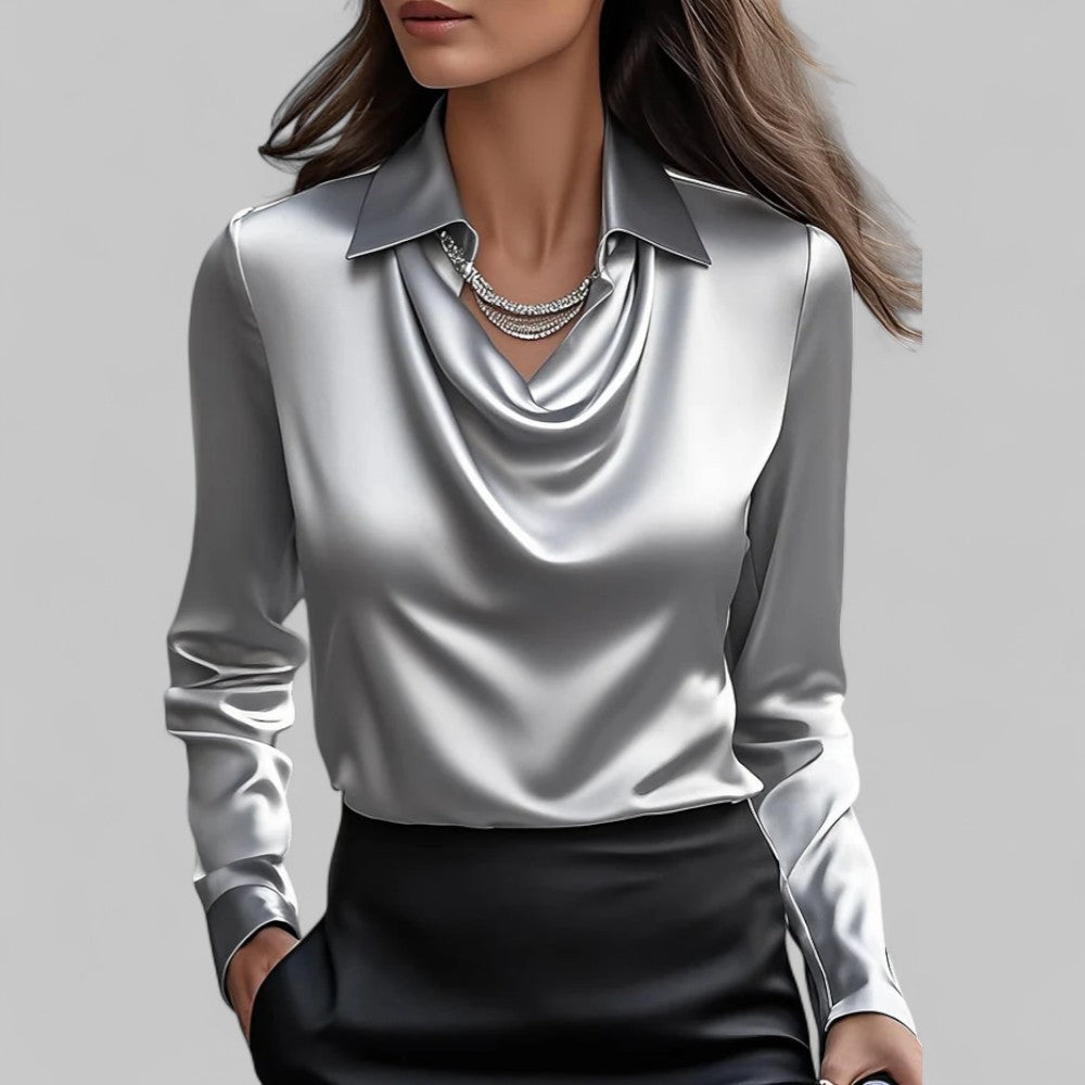 Renate – Elegant Waterfall-Neck Blouse - Image 2