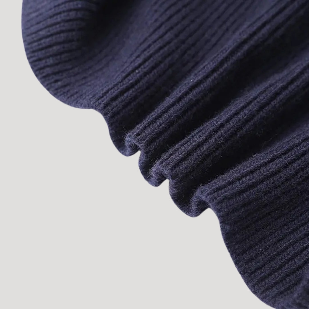 Lydia – Sweter z denimowym wykończeniem i długim rękawem