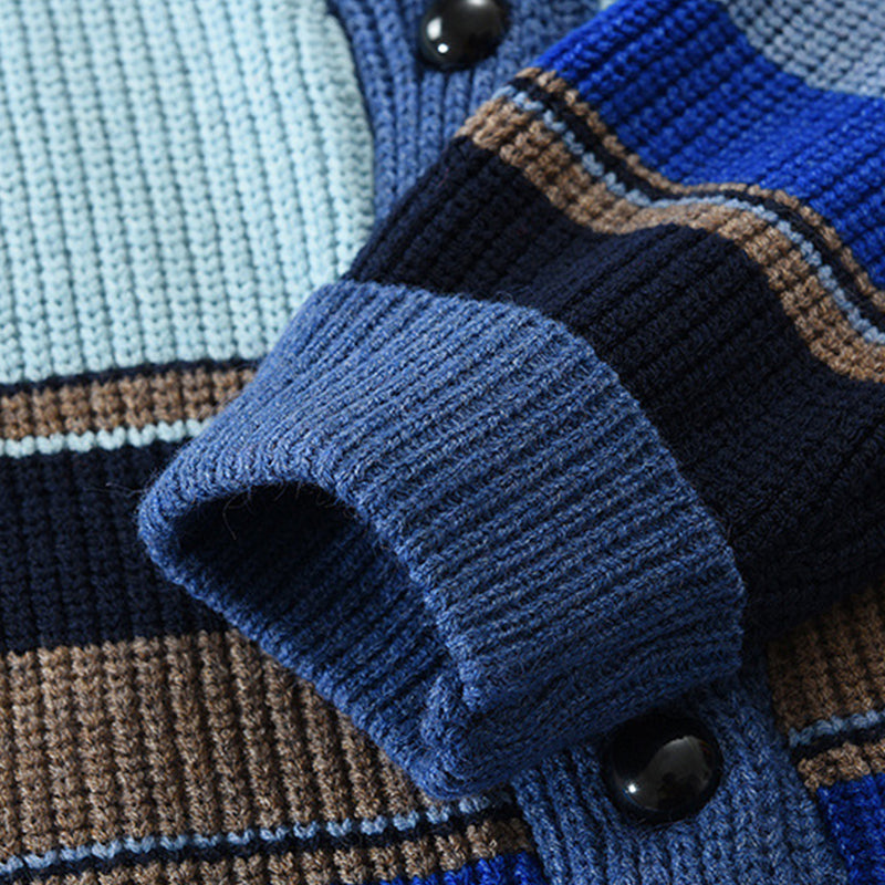 Filip – Męski Kardigan w Kolorowe Pasy w Stylu Retro Casual