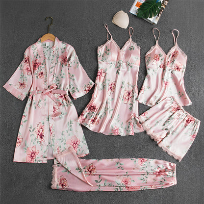 Isabella – Satynowy komplet bielizny nocnej z koronką dla kobiet