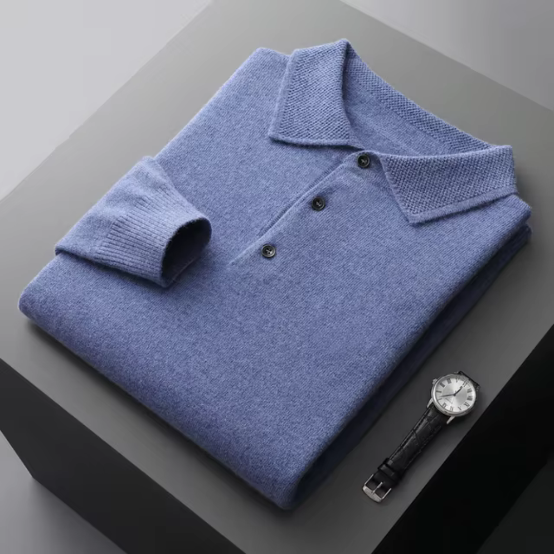 Marek - Męski pulower polo z kołnierzykiem i guzikami