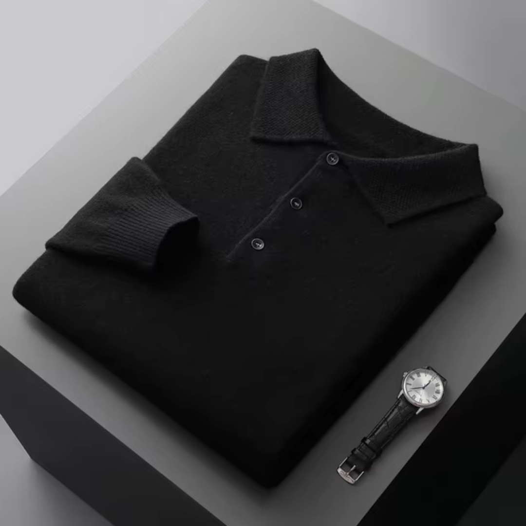 Marek - Męski pulower polo z kołnierzykiem i guzikami