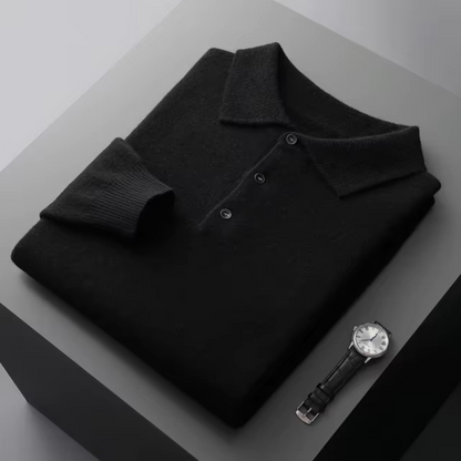 Marek - Męski pulower polo z kołnierzykiem i guzikami