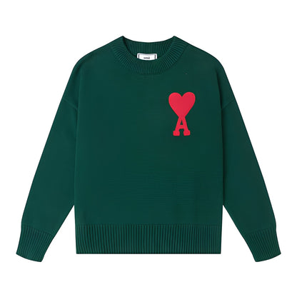 Aria – Sweter uniseks granatowy z haftowanym sercem