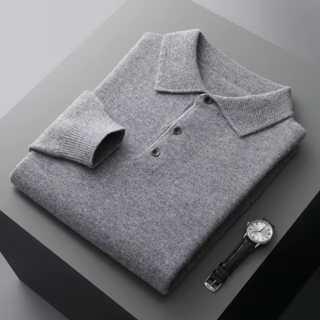 Marek - Męski pulower polo z kołnierzykiem i guzikami