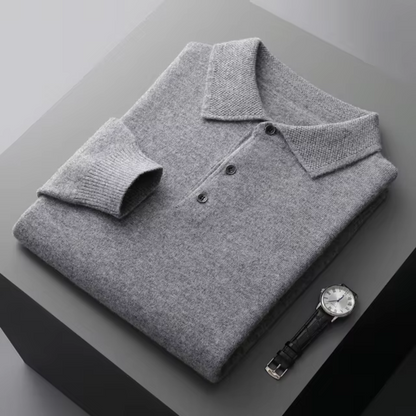 Marek - Męski pulower polo z kołnierzykiem i guzikami