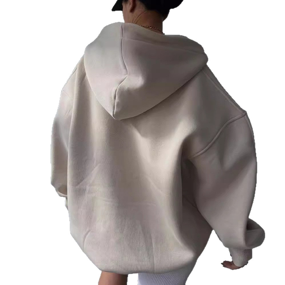 Hoodie damski oversize z dekoltem polo i kapturem | N&W - 1 - Nowa-aura