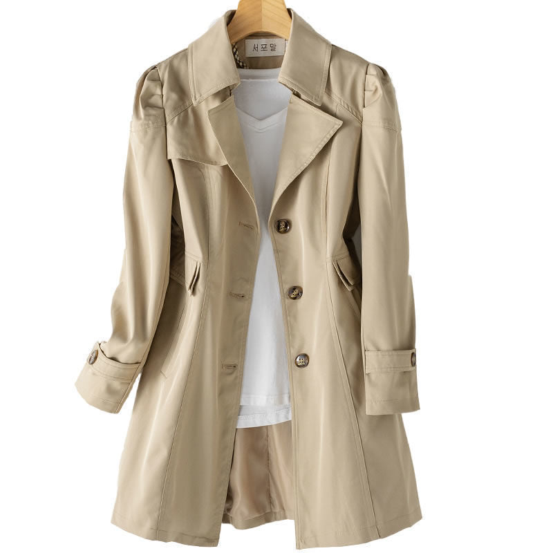 Trenchcoat damski z dopasowanym krojem i eleganckim kołnierzem | N&W - 3 - Nowa-aura