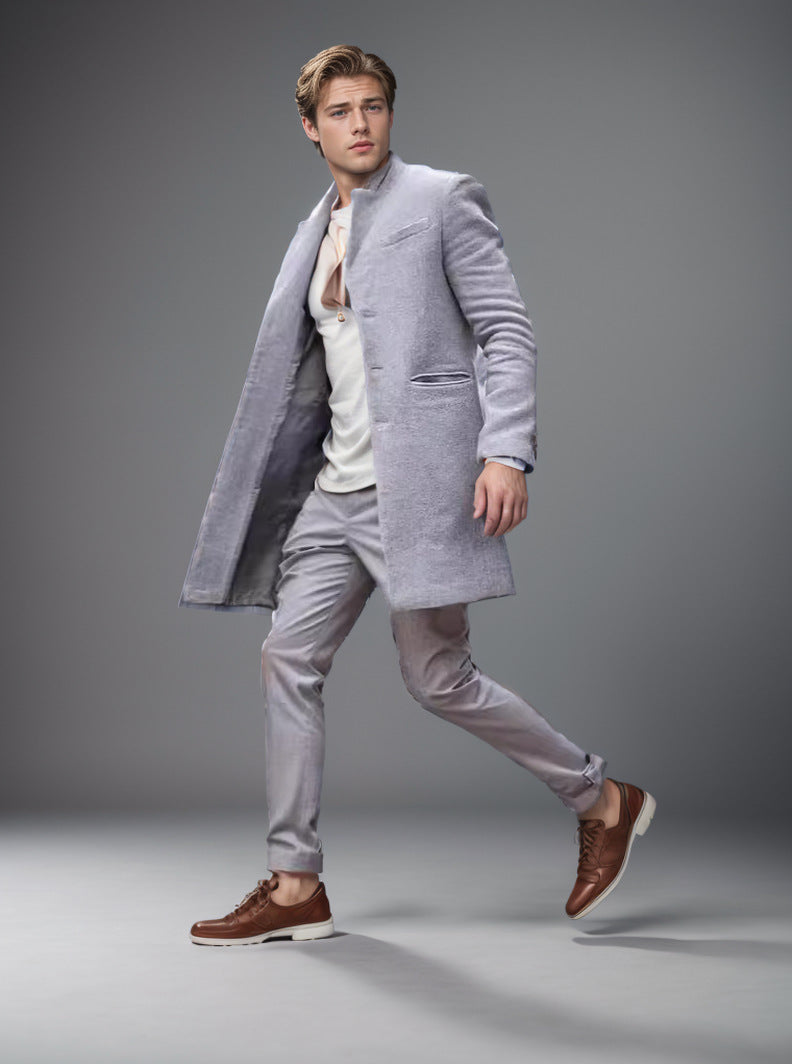 Męski płaszcz o eleganckim kroju z zaszewkami | N&W - 4 - Nowa-aura