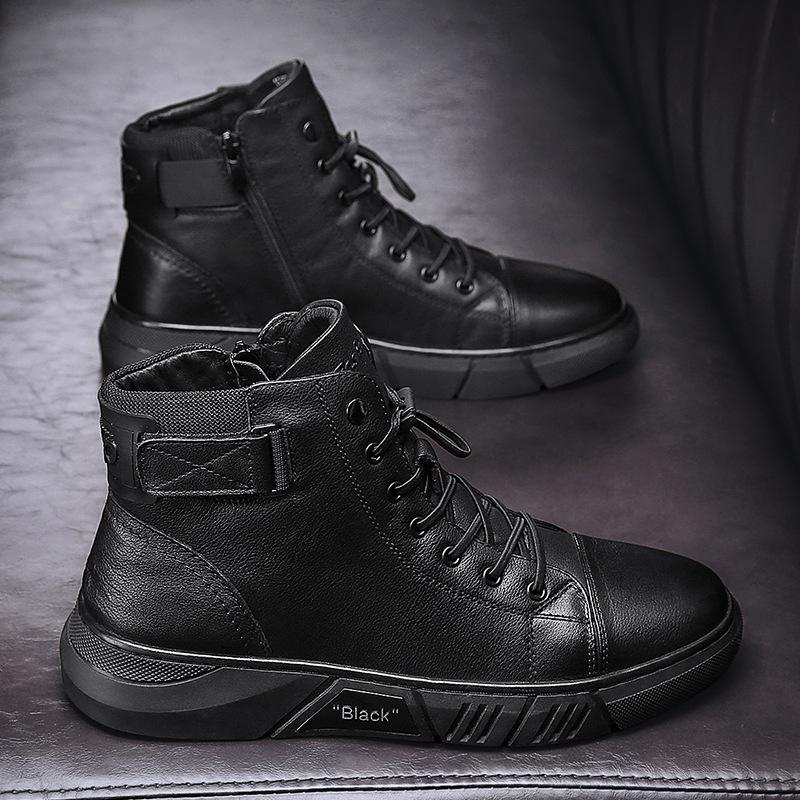 Męskie sneakersy typu high-top z klasycznym sznurowaniem i modnym akcentem | N&W - 3 - Nowa-aura