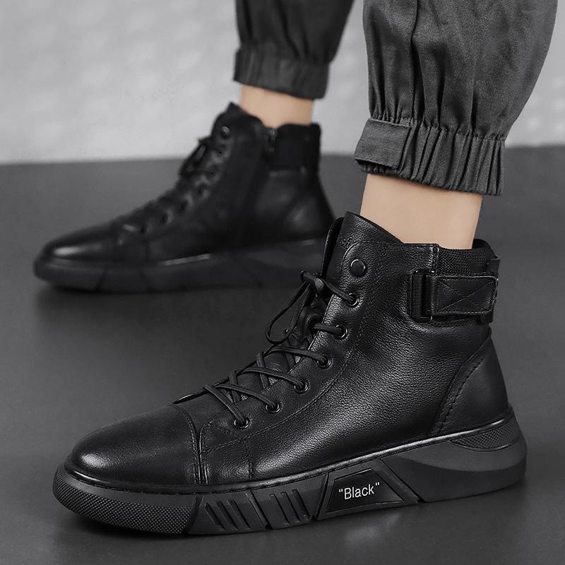 Męskie sneakersy typu high-top z klasycznym sznurowaniem i modnym akcentem | N&W - 4 - Nowa-aura
