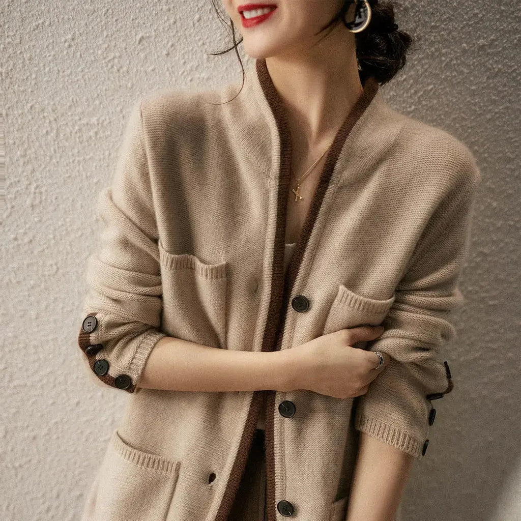 Cardigan damski z guzikami i kieszeniami | N&W - 11 - Nowa-aura