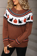 Pullover damski z motywem Halloween i okrągłym dekoltem | N&W - 1 - Nowa-aura