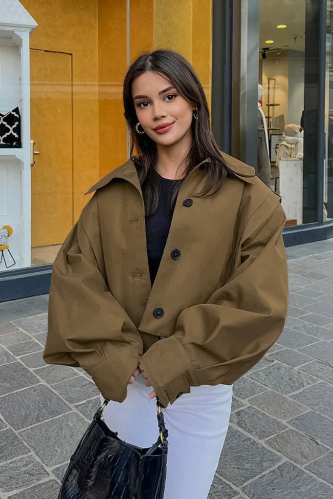 Kurtka Damska Oversized z Balonowymi Rękawami | N&W - 1 - Nowa-aura