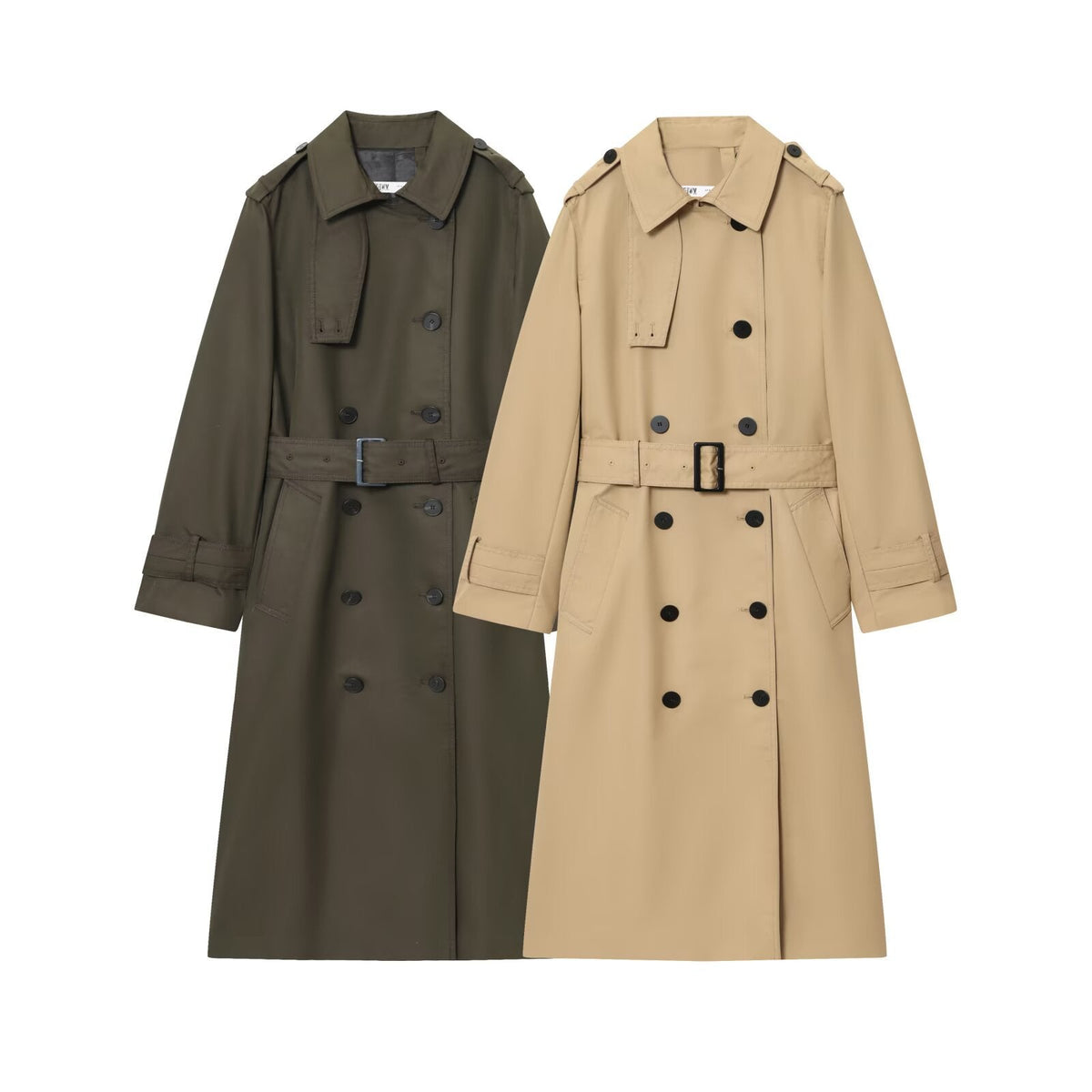 Trenchcoat Damski z Odpinanym Paskiem i Podwójnym Zapięciem | N&W - 5 - Nowa-aura