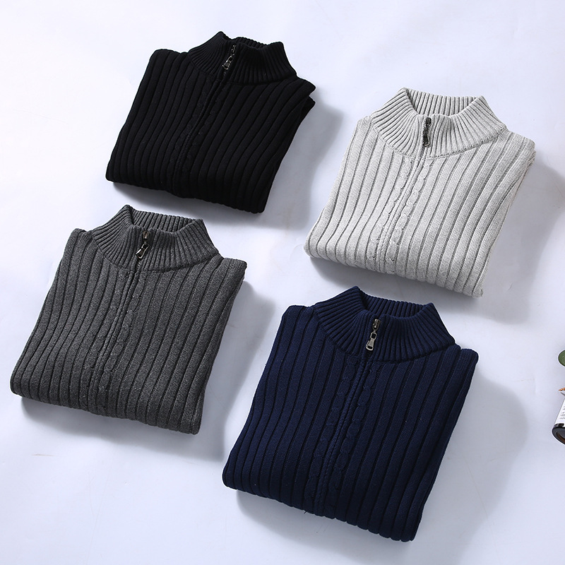 Męski sweter z kołnierzem i prążkowaną strukturą | N&W - 6 - Nowa-aura
