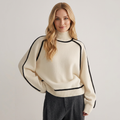 Pullover damski z golfem i kontrastowymi detalami | N&W - 1 - Nowa-aura