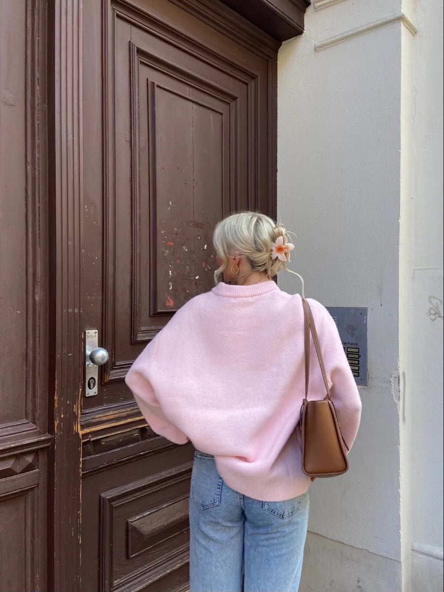 Pullover damski o oversize'owym kroju z długimi rękawami | N&W - 5 - Nowa-aura