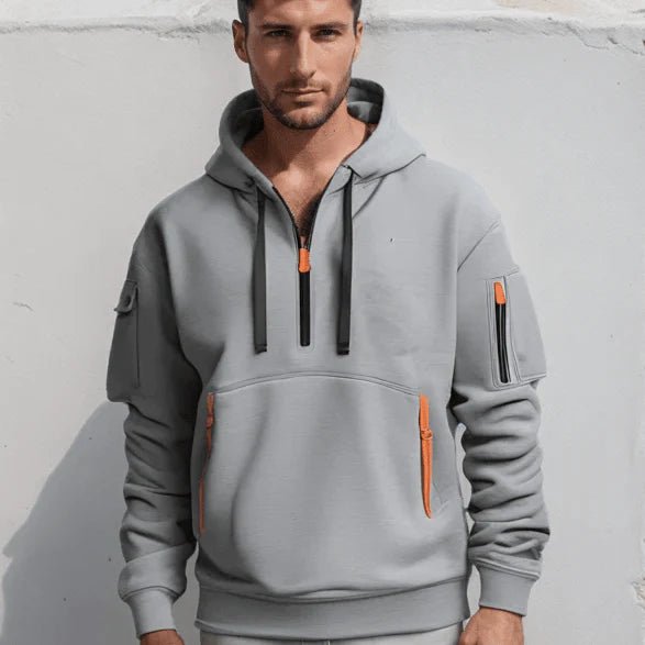 Hoodie męski z funkcjonalnymi kieszeniami i regulowanym kapturem | N&W - 1 - Nowa-aura