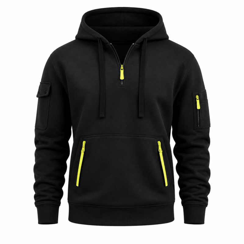Hoodie męski z funkcjonalnymi kieszeniami i regulowanym kapturem | N&W - 6 - Nowa-aura
