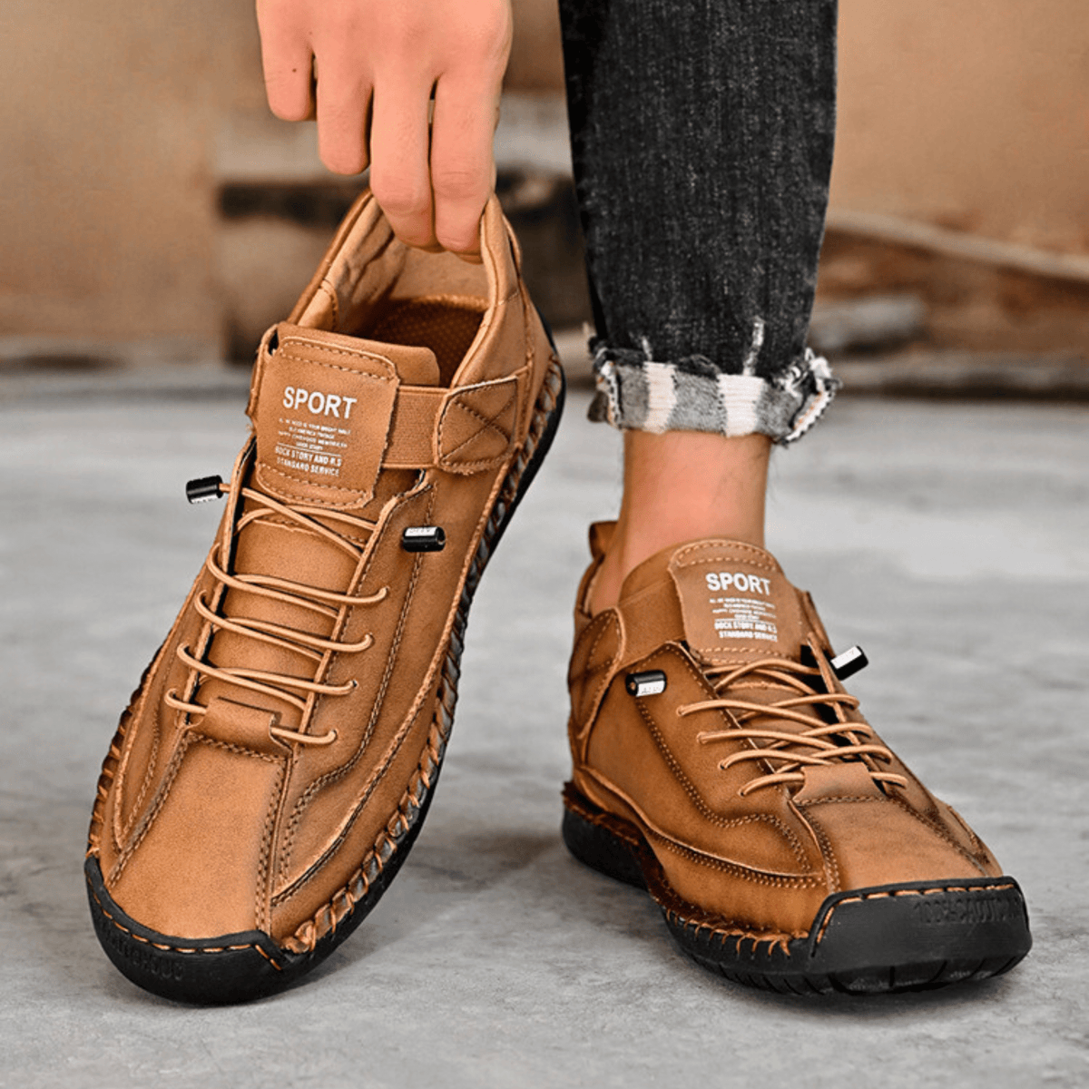 Męskie Buty Casual z wygodnym zapięciem na rzep i sportowym fasonem | N&W - 15 - Nowa-aura