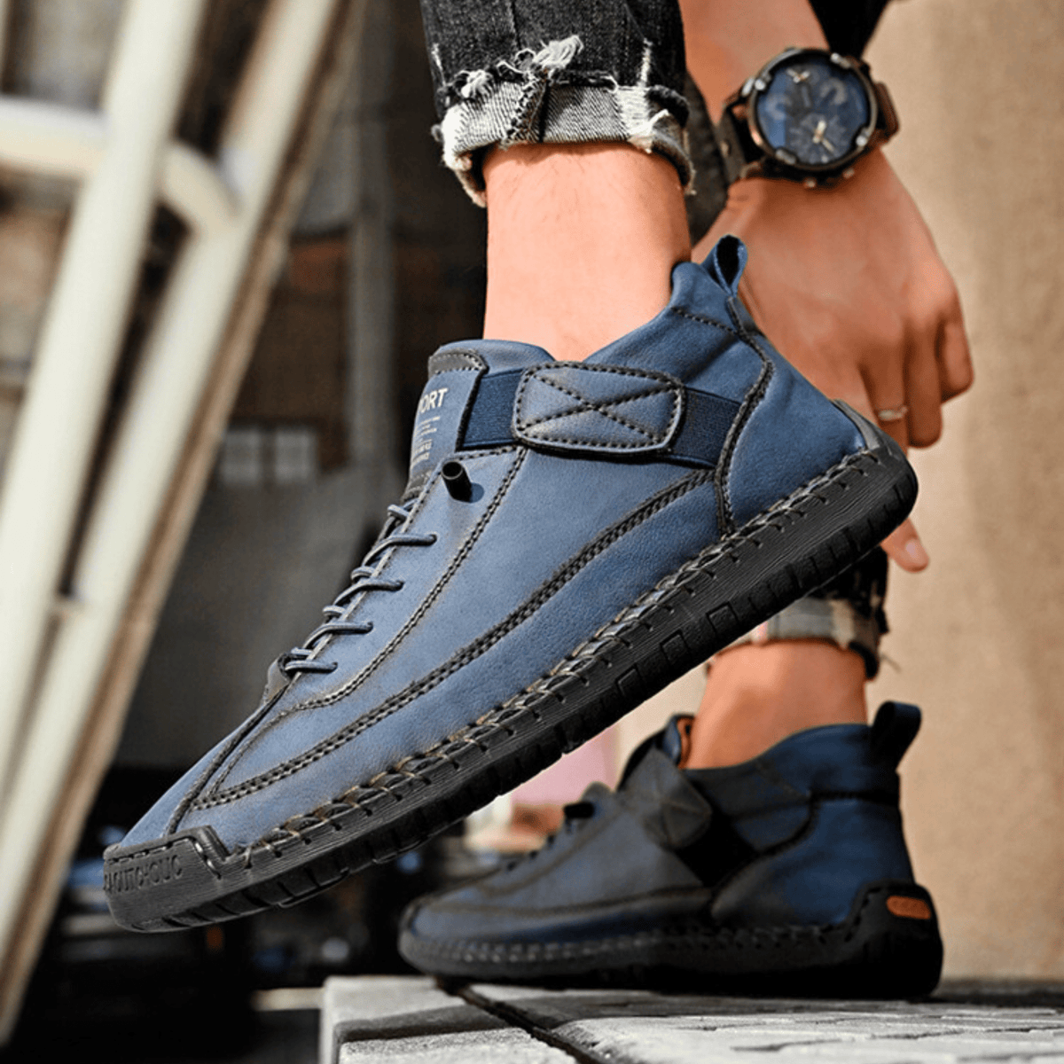 Męskie Buty Casual z wygodnym zapięciem na rzep i sportowym fasonem | N&W - 25 - Nowa-aura