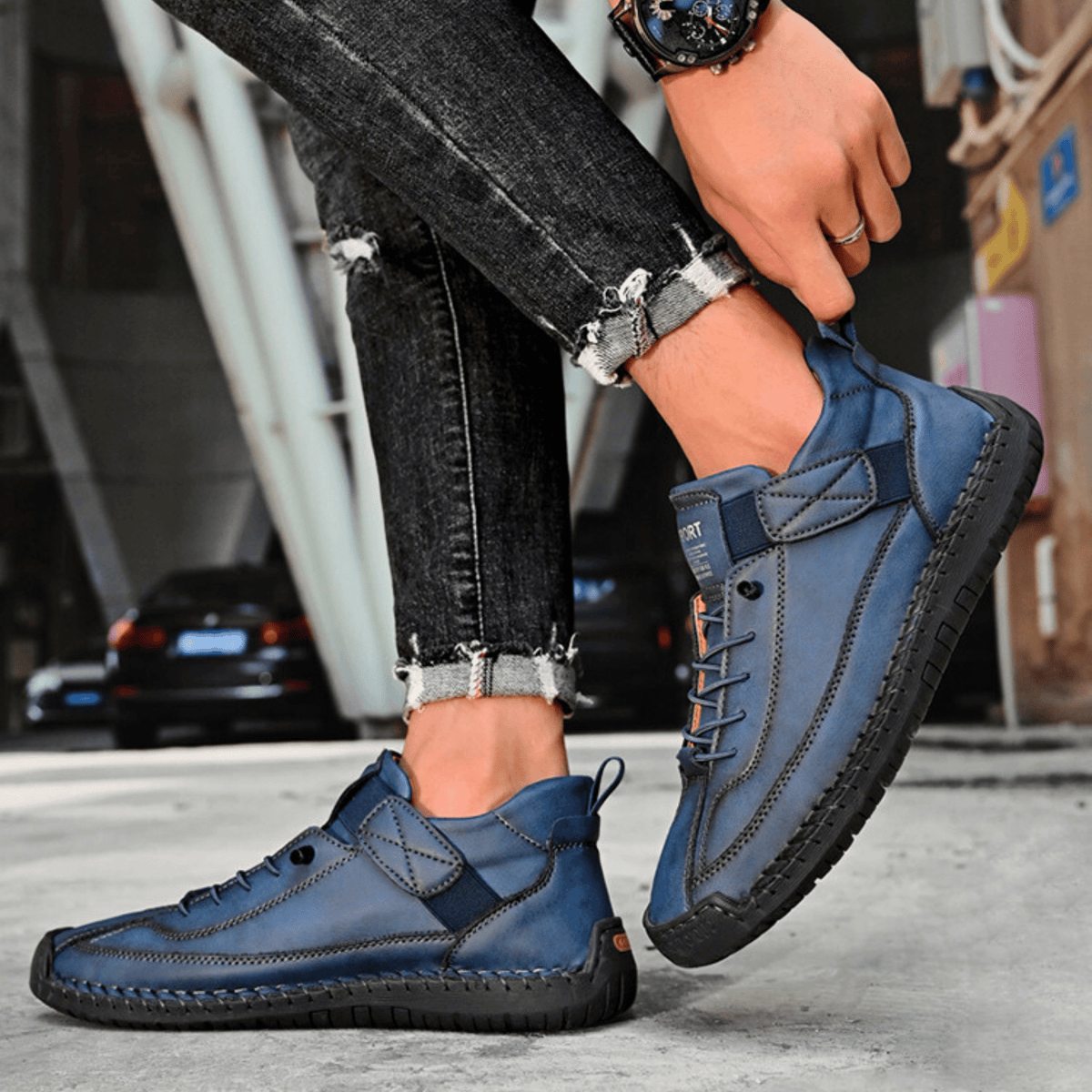 Męskie Buty Casual z wygodnym zapięciem na rzep i sportowym fasonem | N&W - 26 - Nowa-aura
