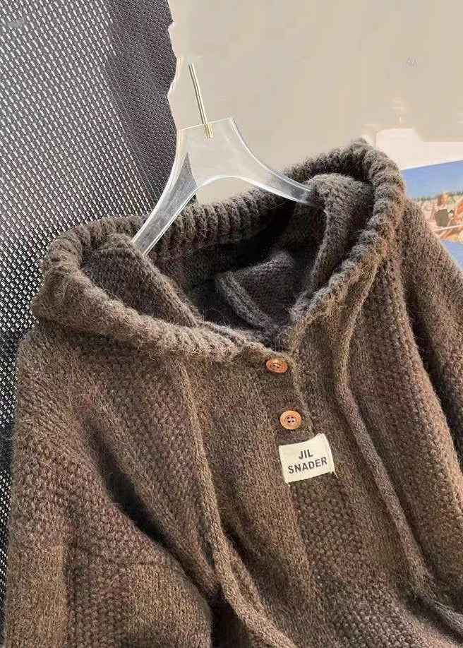 Pullover damski z kapturem i ozdobnymi guzikami | N&W - 3 - Nowa-aura