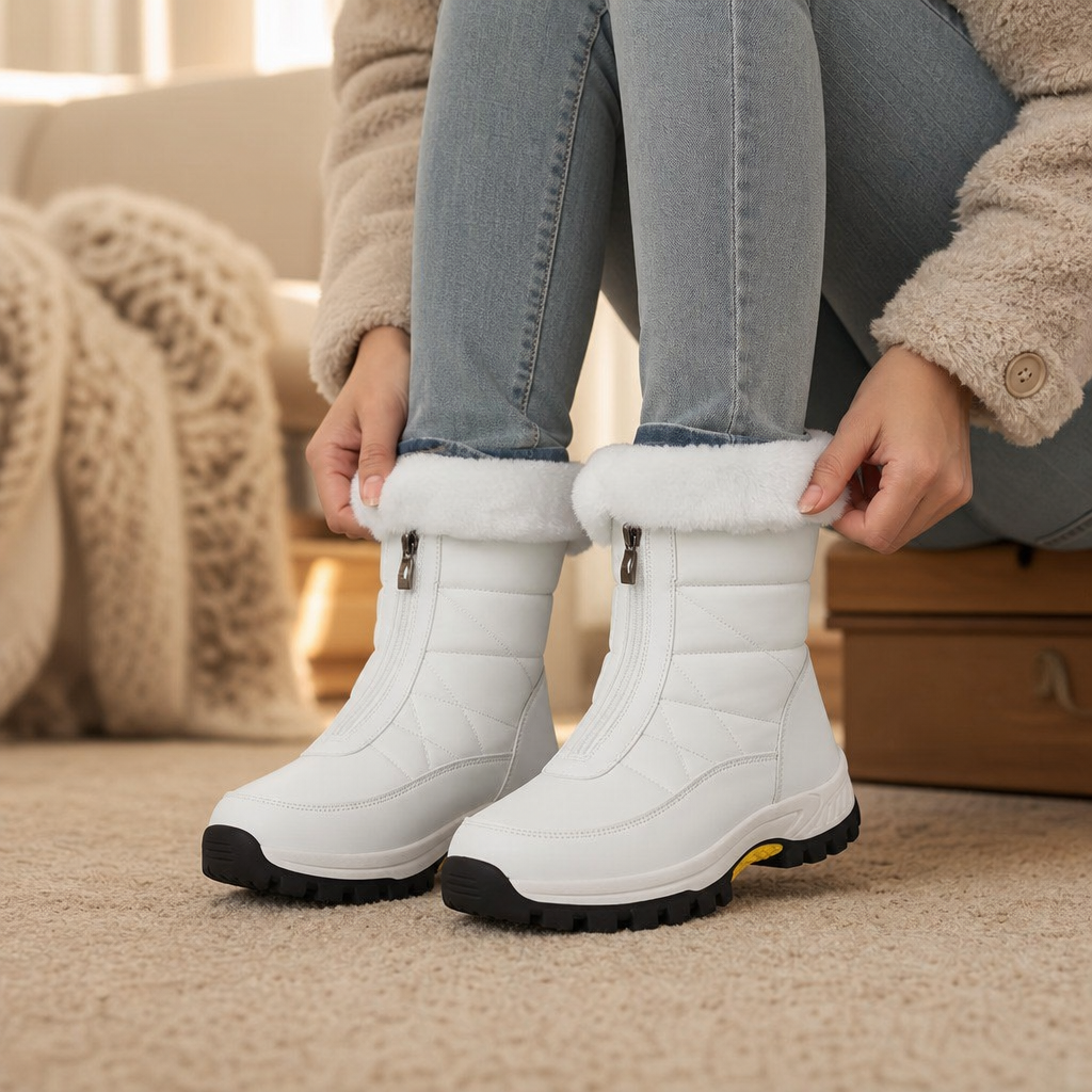 Botki damskie z futrzanym wykończeniem i zamkiem | N&W - 2 - Nowa-aura