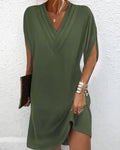 Mia – Elegant Solid Color Slit Sleeve Dress - Image 1
