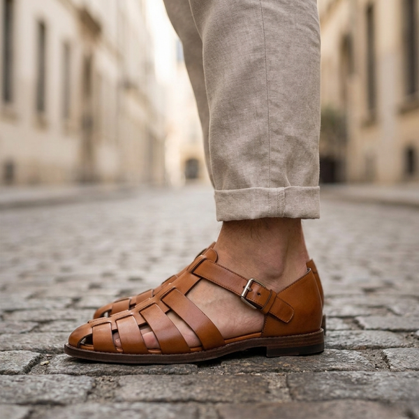 Bastian – Leather Sandals Closed Toe for Men - Image 1