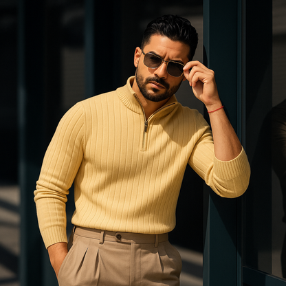 Rafał – Męski Sweter z Zamkiem Premium na Sezon Jesienno-Zimowy