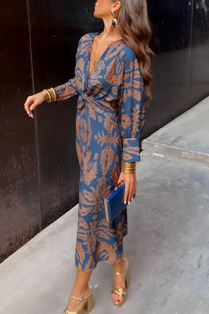 Valentina – Sukienka maxi z wiązaniem i dekoltem w serek